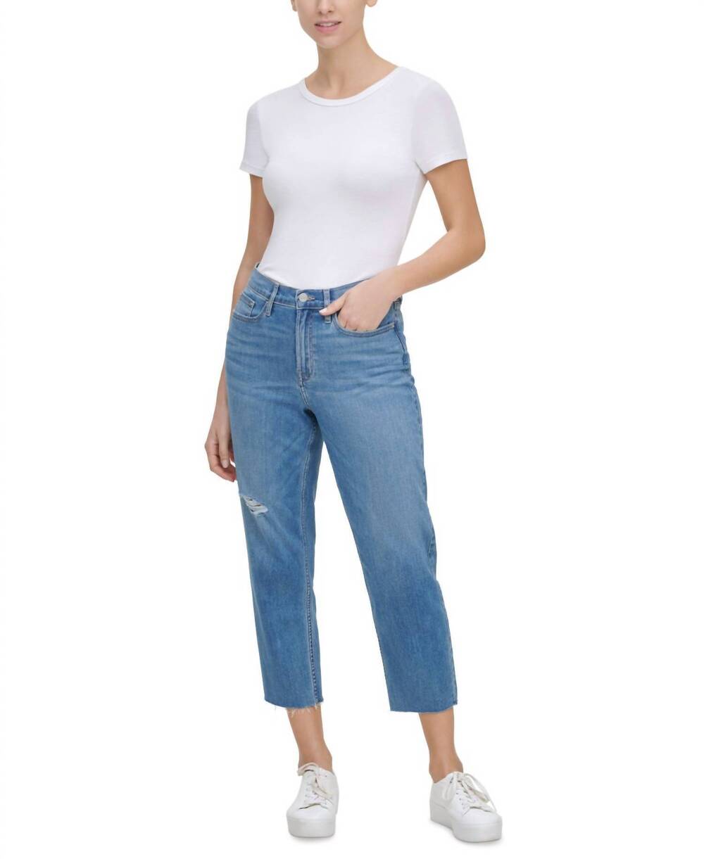 NEW CALVIN KLEIN cropped high rise straight leg jeans in nirvana